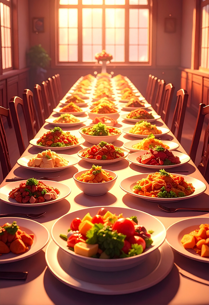 Une table pleine de victuailles