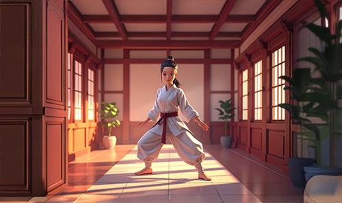 Une pratiquante des arts martiaux, illustration de l'assiduité