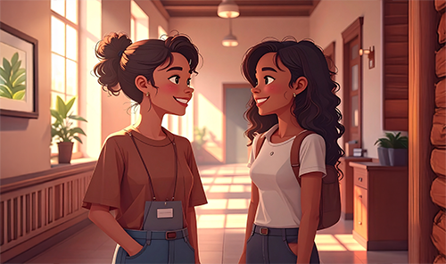 Deux femmes discutent ensemble, illustration de la convivialité